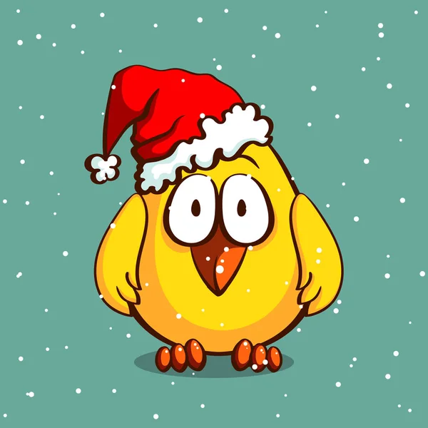 Kerst kip In hoed — Stockvector