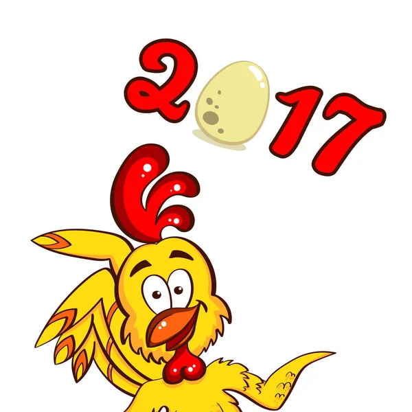 年末グリーティング カード鶏シンボル — ストックベクタ