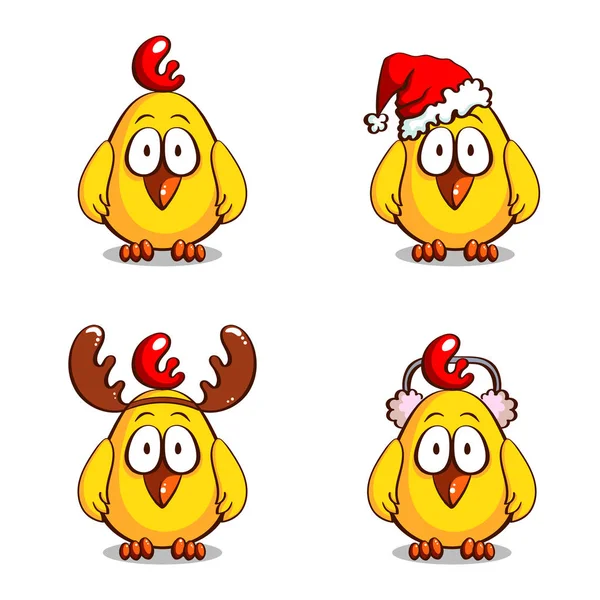 Collection Poussins de Noël drôles — Image vectorielle