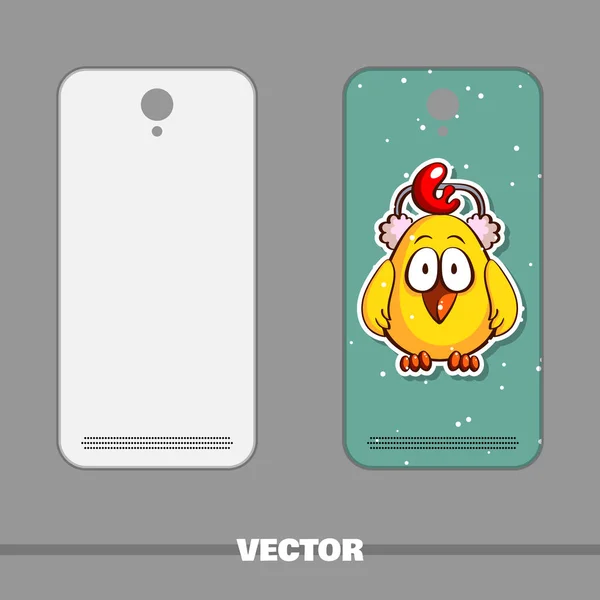 Teléfono cubierta chick en orejeras — Vector de stock