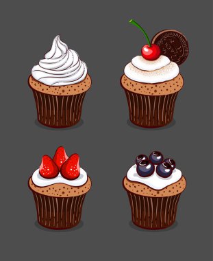 Çizgi film cupcakes koleksiyonu