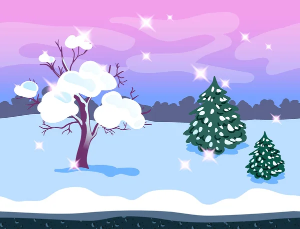 Spel achtergrond Winter Forest — Stockvector