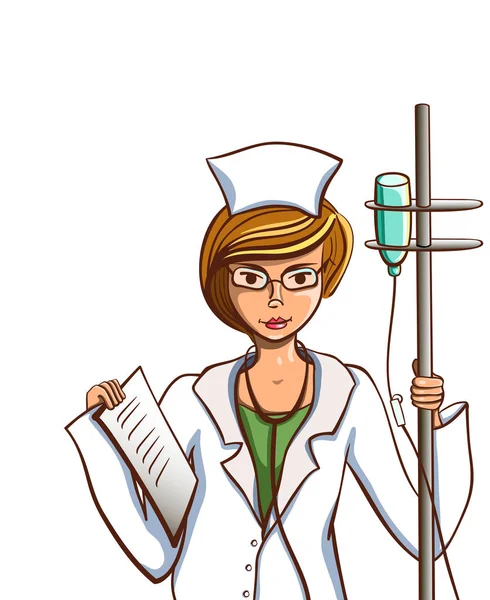 Enfermera de dibujos animados aislada — Vector de stock