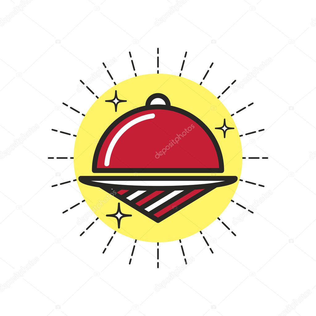 Color linear icon. Stylized restaurant cloche. One image of series Restaurant icons. Vector illustration. Can be used for applications and websites