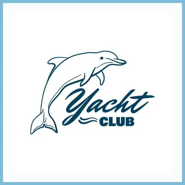 Значок Яхт-клуба с дельфином — стоковый вектор