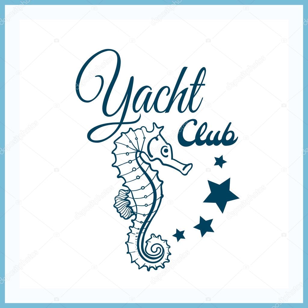 Yacht Club Badge With Seahorse