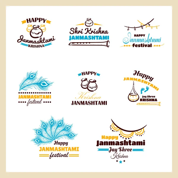 Mutlu Janmashtami rozetleri Set