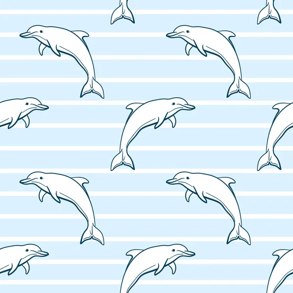 Delfíni bezešvé vzor — Stockový vektor