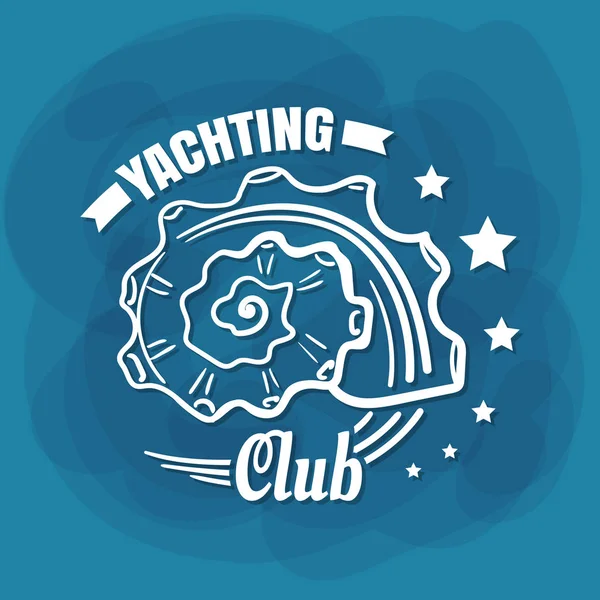 Белые буквы Яхтинг клуб Seashell — стоковый вектор