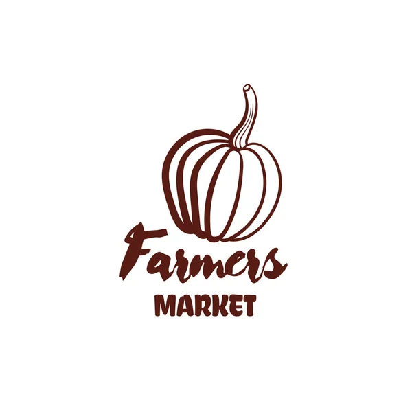 Farmers Market Pumpkin Monochrome Emblem — Stock Vector