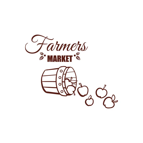 Mercado de agricultores emblema monocromo — Archivo Imágenes Vectoriales