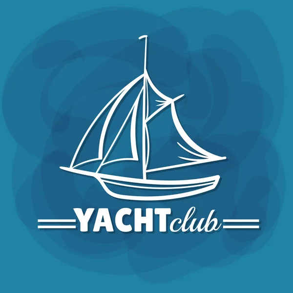 Weißer Schriftzug Yacht Club Segelboot — Stockvektor