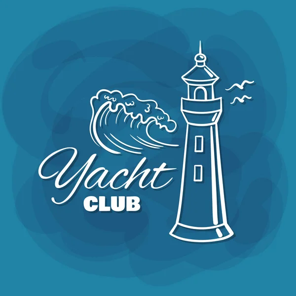 Маяк White Lettering Yacht Club — стоковый вектор