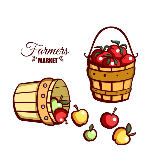Bauern vermarkten Äpfel Tomaten — Stockvektor