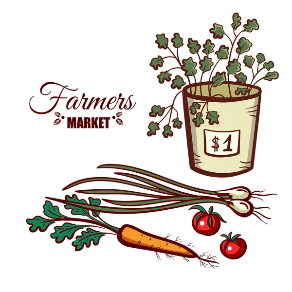 Los agricultores comercializan verduras verdes — Archivo Imágenes Vectoriales