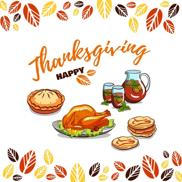 Carte de voeux Joyeux Thanksgiving — Image vectorielle