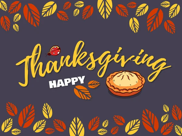 Carte de voeux Thanksgiving avec tarte — Image vectorielle