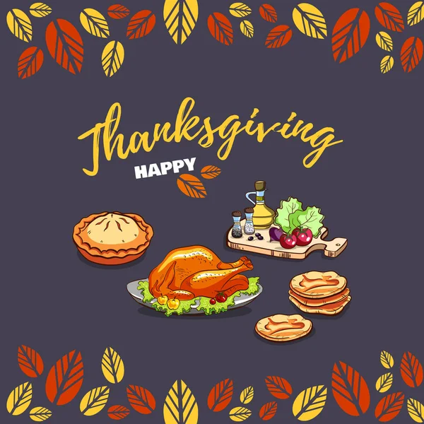 Joyeux Thanksgiving carte de voeux — Image vectorielle