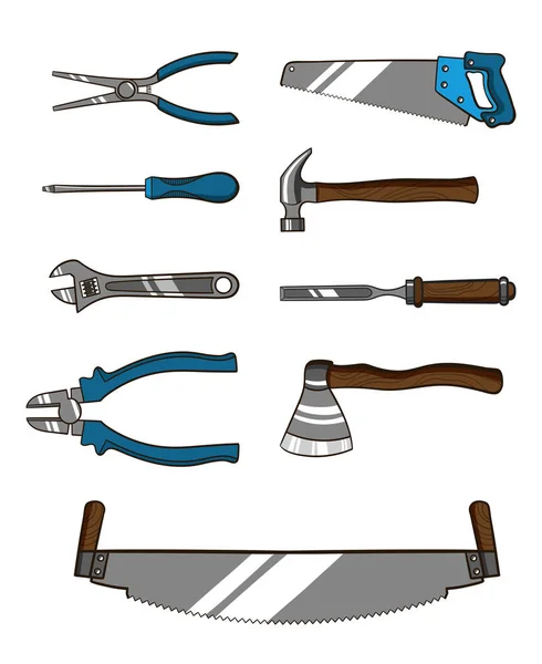 Ensemble d'instruments isolé sur blanc — Image vectorielle