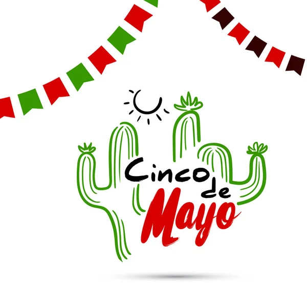 Cinco De Mayo con Cactus — Vettoriale Stock