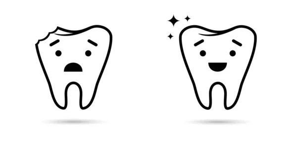 Tooth Icons Diseased Healthy Tooth Teeth Icons Dental Clinic International — Stock Vector