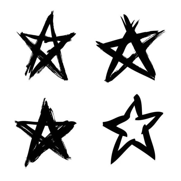 Conjunto Estrellas Pintadas Mano — Vector de stock