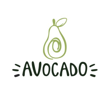 Avokado meyve logosu şablonu. Vektör tasarımı, sağlıklı gıda logosu, avokado simgesi.