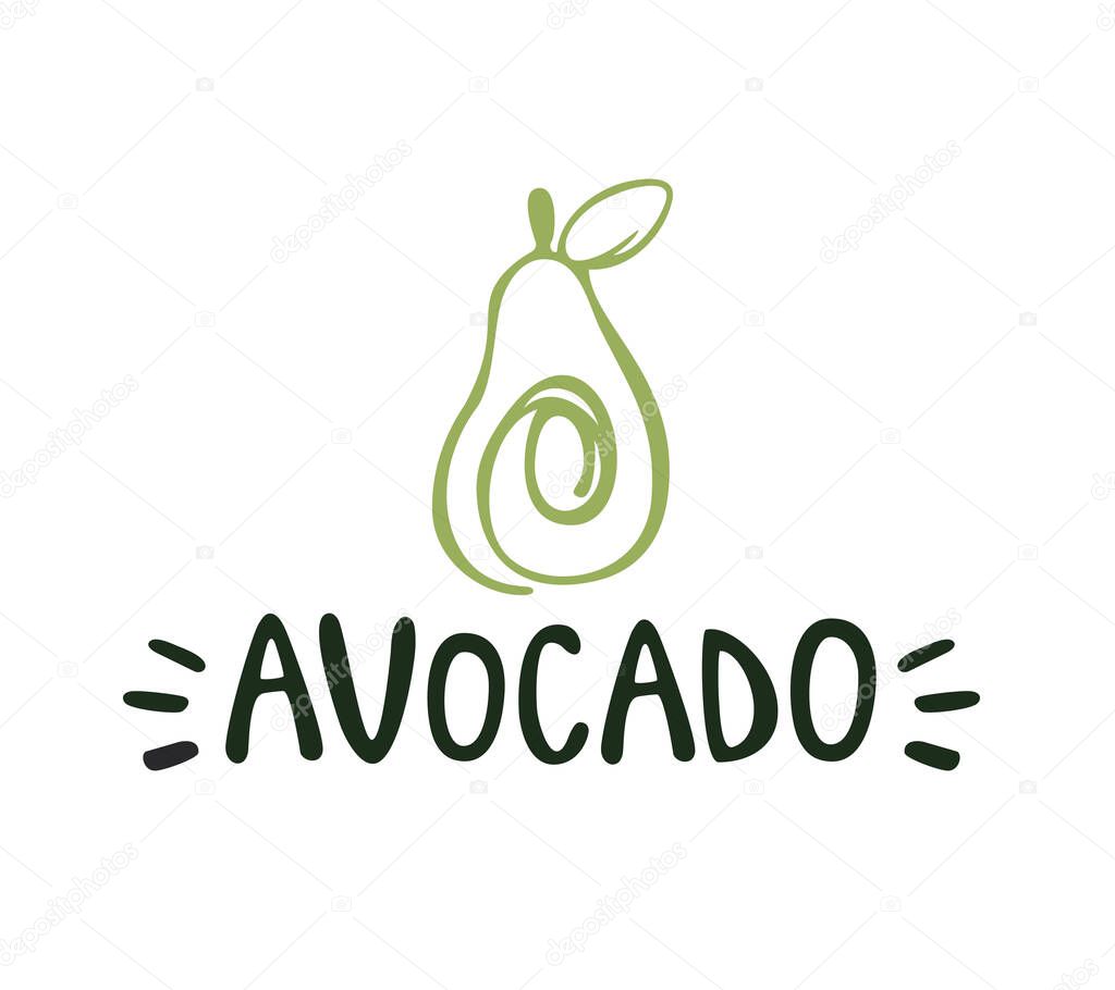 Avocado fruit logo template. Vector design, healthy food logo, avocado icon.