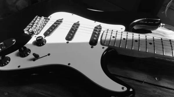 Corpo Guitarra Elétrica Preto Branco — Fotografia de Stock