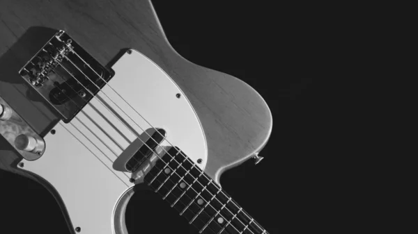 Vintage Closeup Guitarra Elétrica Fundo Escuro — Fotografia de Stock