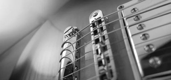 Electric Guitar Closeup Black White — Stock Photo, Image