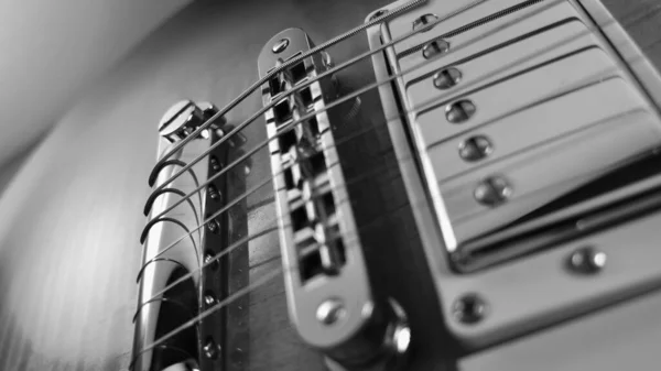 Electric Guitar Closeup Black White — Stock Photo, Image
