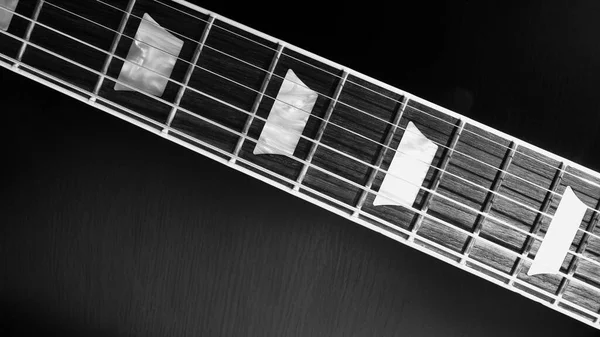 Pescoço Guitarra Elétrica Fundo Escuro Com Espaço Cópia — Fotografia de Stock