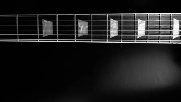 Cuello Guitarra Eléctrica Fondo Oscuro Con Espacio Copia —  Fotos de Stock