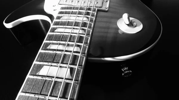 Electric Guitar Closeup Dark Background Copy Space — Stock Photo, Image