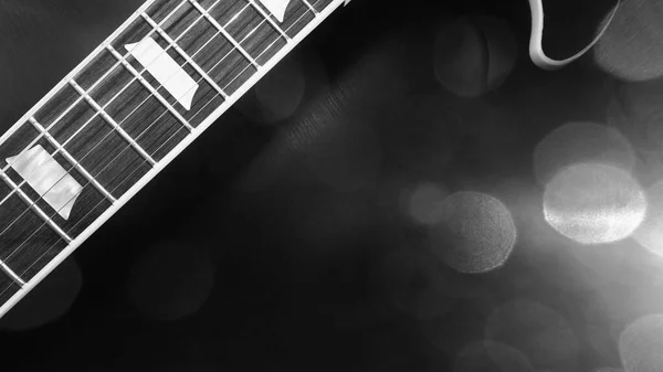 Pescoço Guitarra Elétrica Fundo Escuro Com Espaço Cópia — Fotografia de Stock