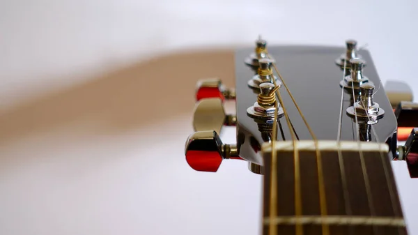 Guitar Headstock Closeup White Background Copy Space — Stock Photo, Image