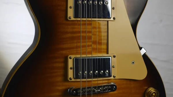 Vintage Guitarra Elétrica Corpo Closeup Espaço Cópia — Fotografia de Stock