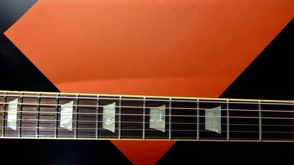 Vintage Guitar Closeup Dark Background — Stock Photo, Image