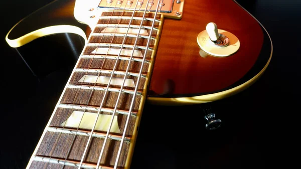 Vintage Guitar Closeup Dark Background — Stock Photo, Image