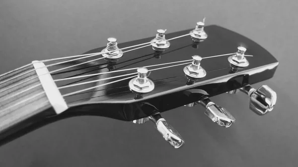 Černý Kytarový Krk Headstock Kopírovacím Prostorem Černá Bílá — Stock fotografie