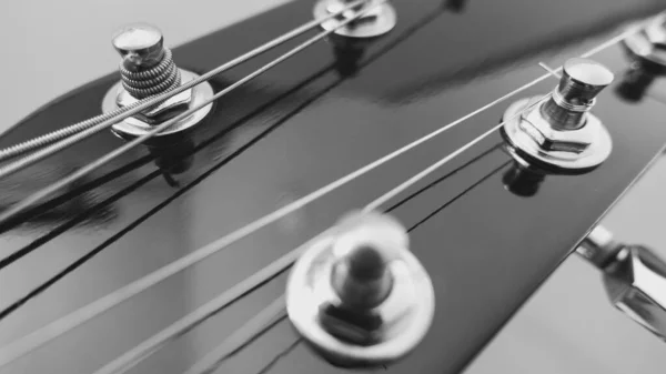 Guitarra Cuello Primer Plano Con Espacio Copia Blanco Negro — Foto de Stock