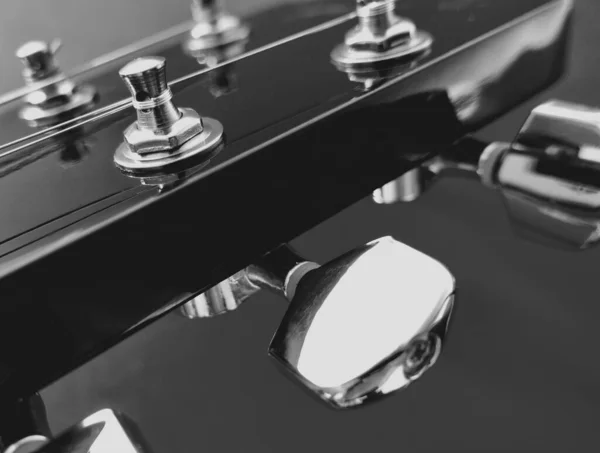 Guitar Neck Closeup Copy Space Black White — Stock Photo, Image