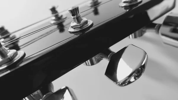 Guitar Neck Closeup Copy Space Black White — Stock Photo, Image