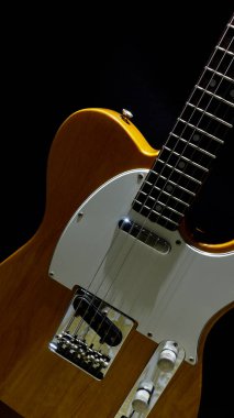 Klasik elektro gitar kapanışı. Uzayı kopyala Koyu arkaplan