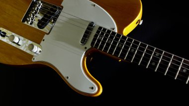Klasik elektro gitar kapanışı. Uzayı kopyala Koyu arkaplan