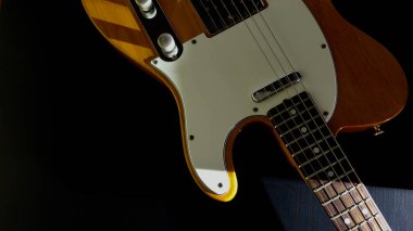 Klasik elektro gitar kapanışı. Uzayı kopyala Koyu arkaplan