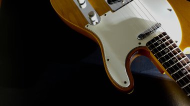 Klasik elektro gitar kapanışı. Uzayı kopyala Koyu arkaplan