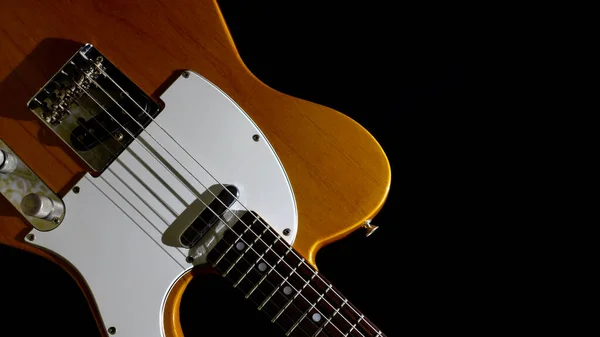 Guitarra Eléctrica Vintage Primer Plano Copiar Espacio Fondo Oscuro —  Fotos de Stock