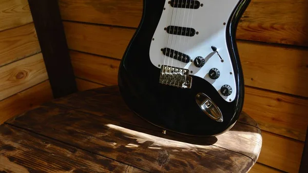 Electric Guitar Cowboy Hat Wooden Boards — Stock Photo, Image